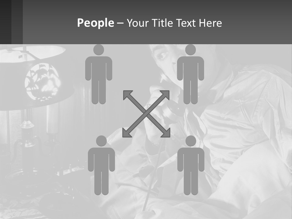 A Man Sitting In Bed With A Clock On The Wall PowerPoint Template