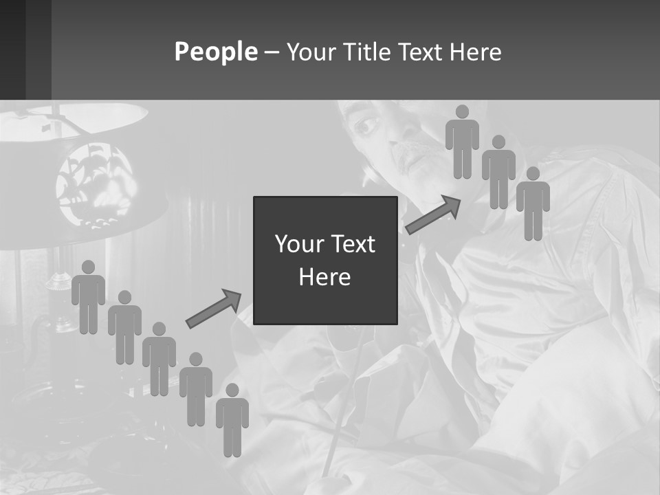 A Man Sitting In Bed With A Clock On The Wall PowerPoint Template