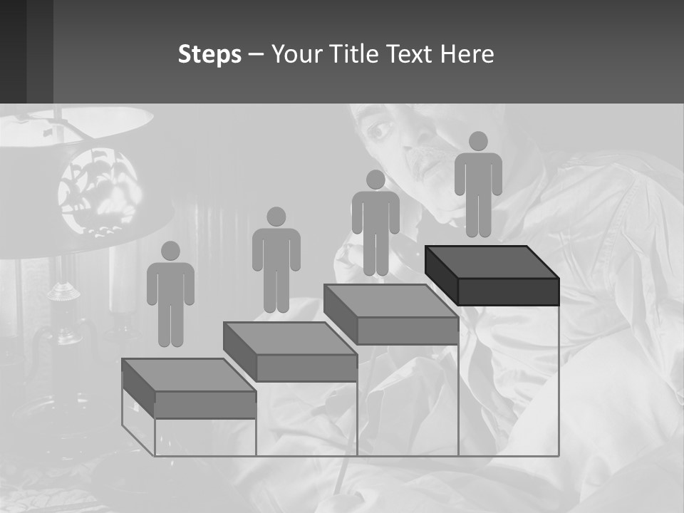 A Man Sitting In Bed With A Clock On The Wall PowerPoint Template