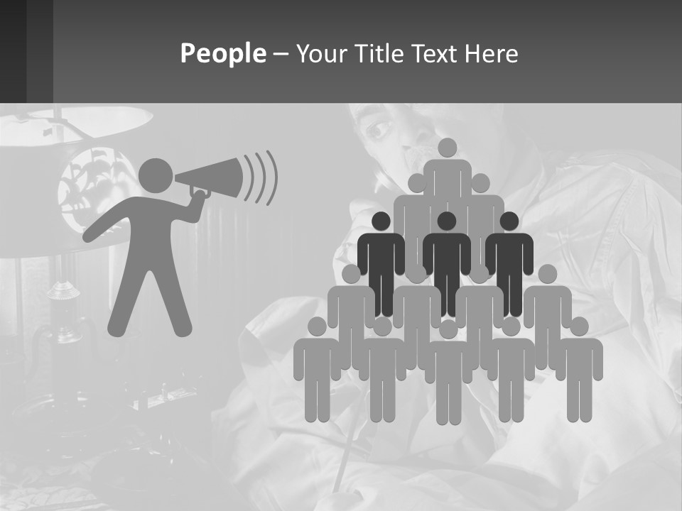 A Man Sitting In Bed With A Clock On The Wall PowerPoint Template