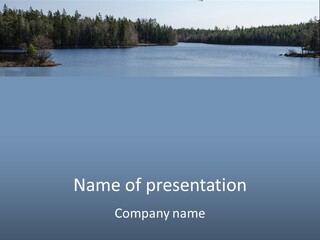 A Large Body Of Water Surrounded By Trees PowerPoint Template