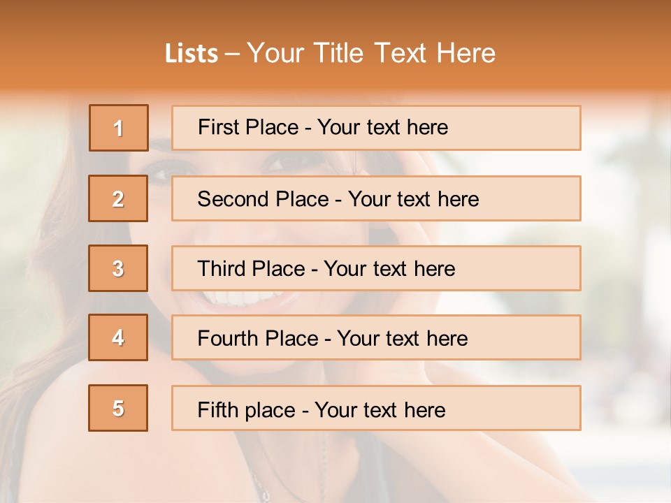 A Woman Smiling With Her Hand On Her Head PowerPoint Template