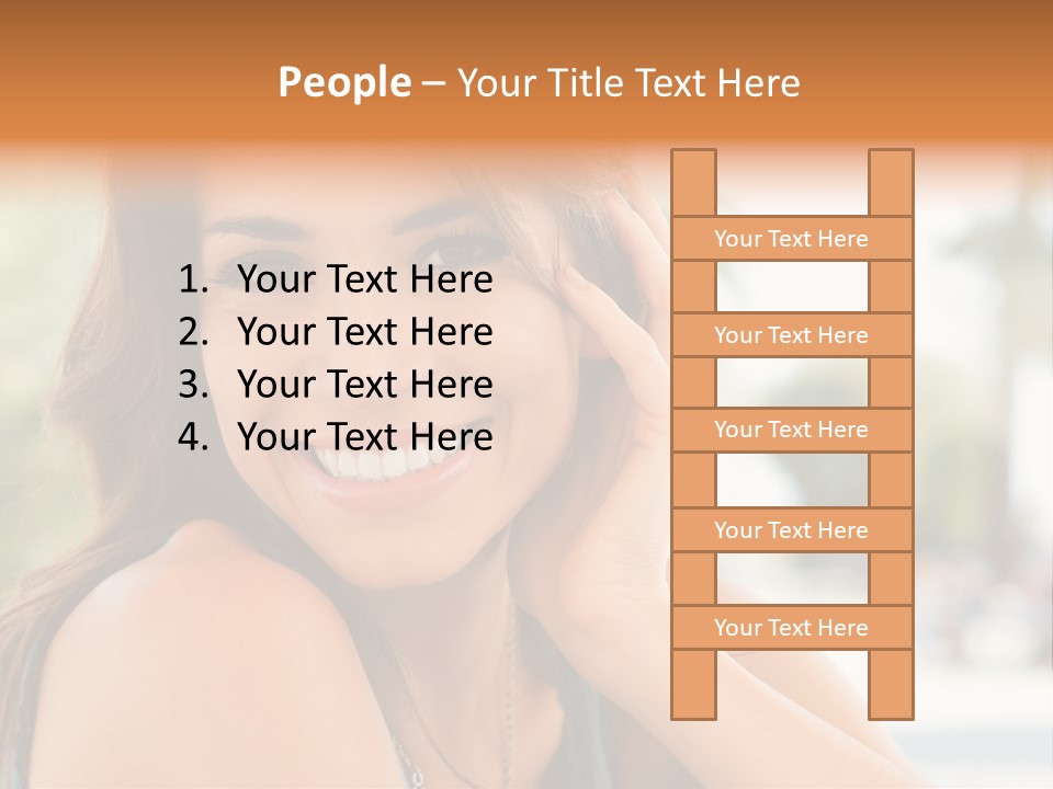 A Woman Smiling With Her Hand On Her Head PowerPoint Template