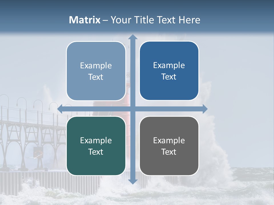 A Red Light House In The Ocean With Waves Crashing Over It PowerPoint Template