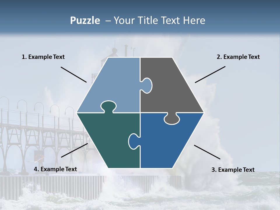 A Red Light House In The Ocean With Waves Crashing Over It PowerPoint Template