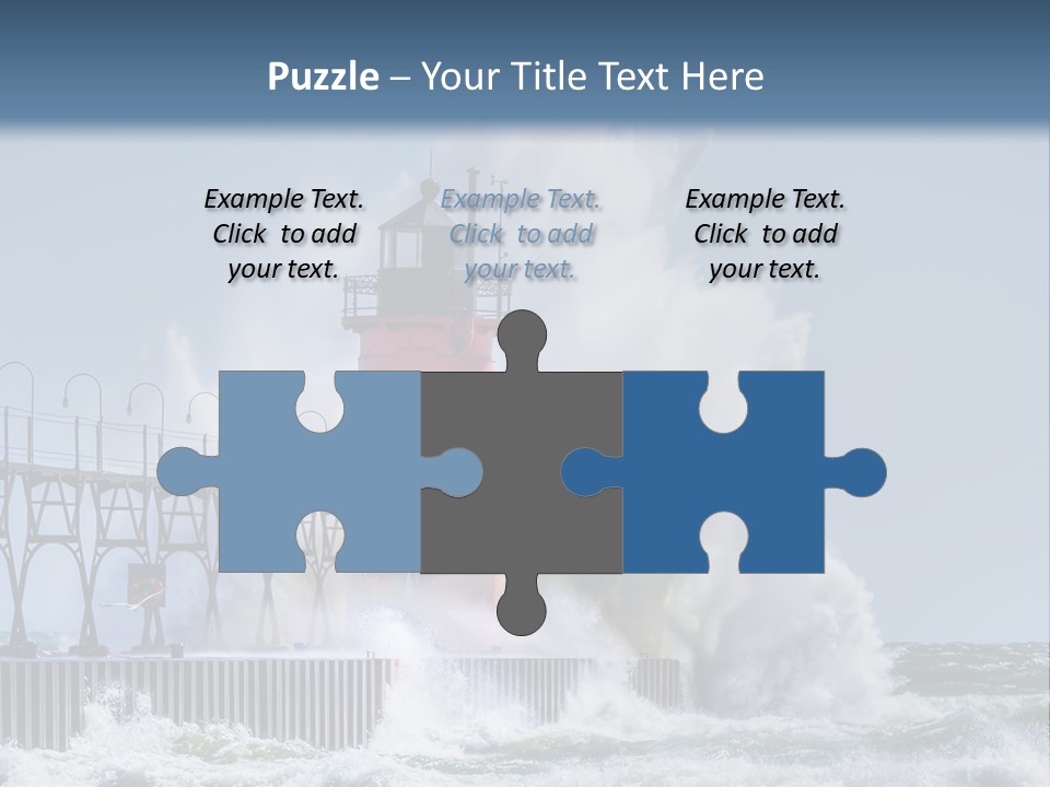 A Red Light House In The Ocean With Waves Crashing Over It PowerPoint Template