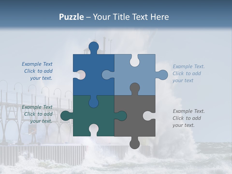 A Red Light House In The Ocean With Waves Crashing Over It PowerPoint Template