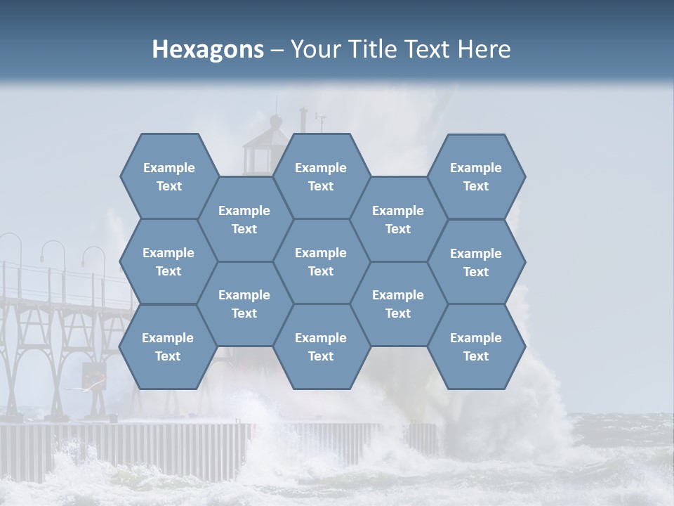 A Red Light House In The Ocean With Waves Crashing Over It PowerPoint Template