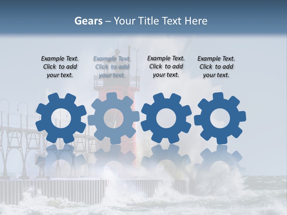 A Red Light House In The Ocean With Waves Crashing Over It PowerPoint Template