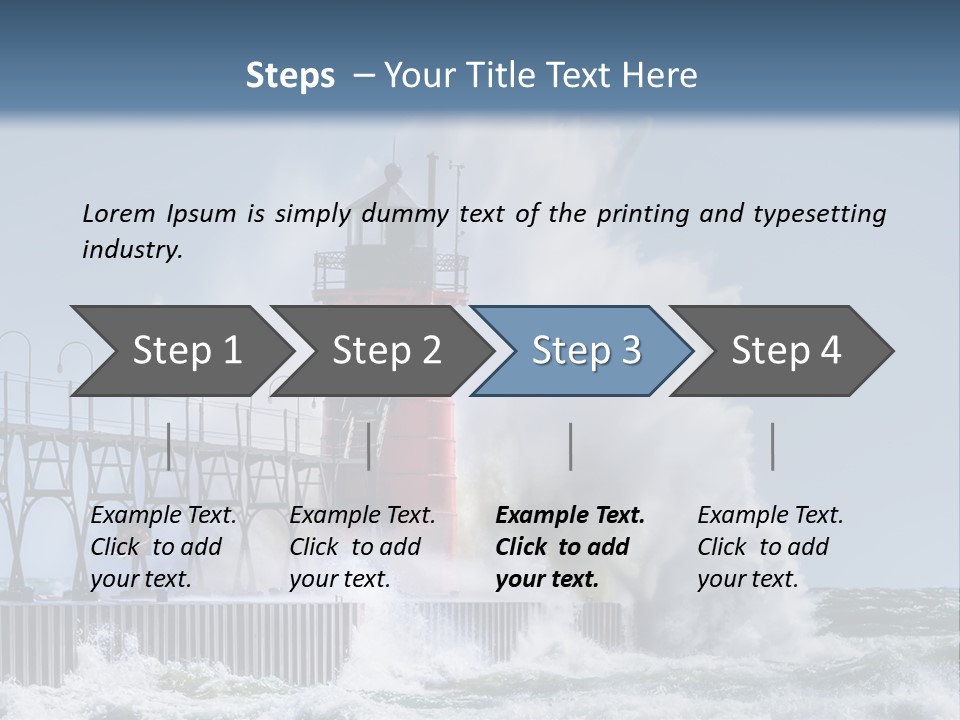 A Red Light House In The Ocean With Waves Crashing Over It PowerPoint Template