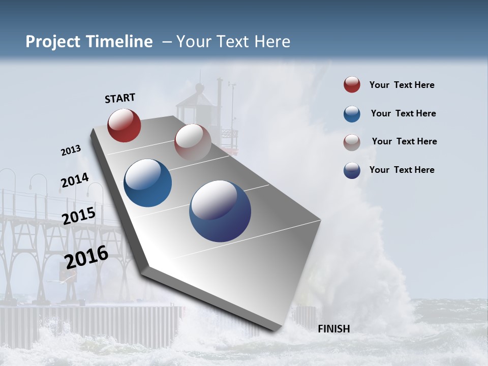 A Red Light House In The Ocean With Waves Crashing Over It PowerPoint Template