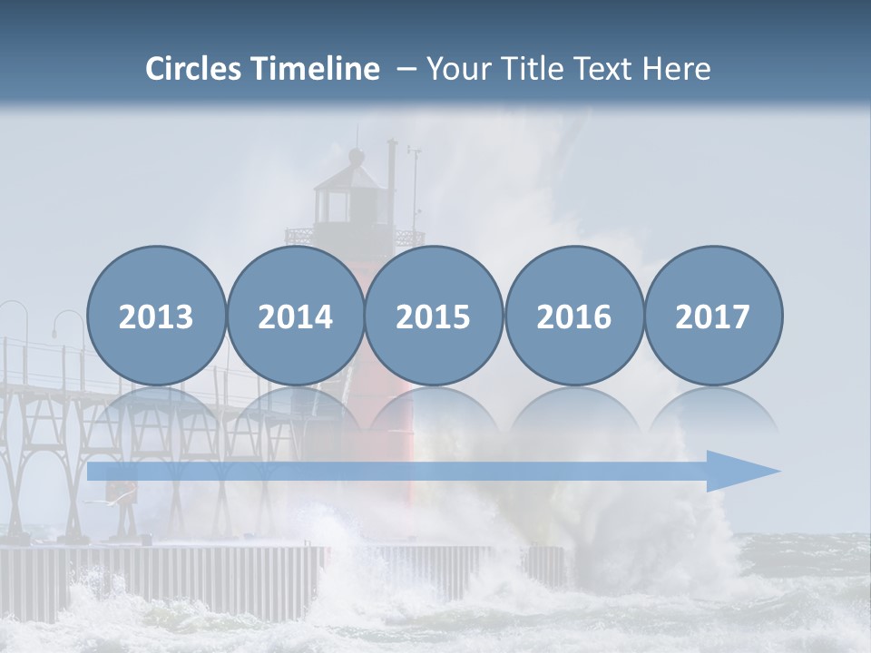 A Red Light House In The Ocean With Waves Crashing Over It PowerPoint Template