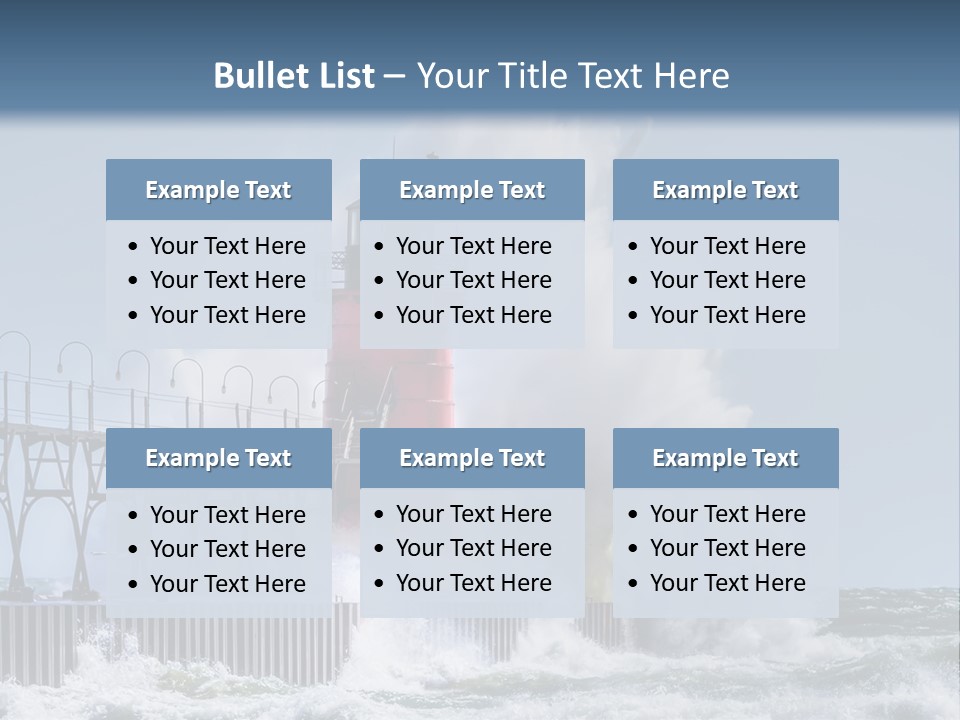 A Red Light House In The Ocean With Waves Crashing Over It PowerPoint Template