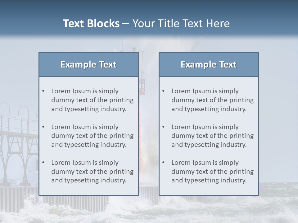 A Red Light House In The Ocean With Waves Crashing Over It PowerPoint Template