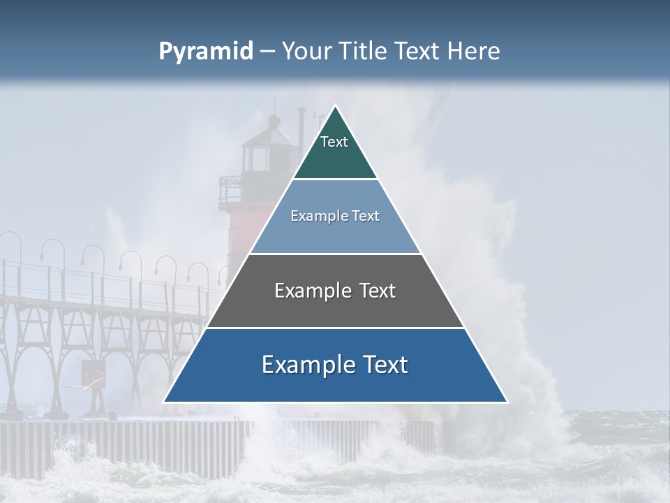 A Red Light House In The Ocean With Waves Crashing Over It PowerPoint Template