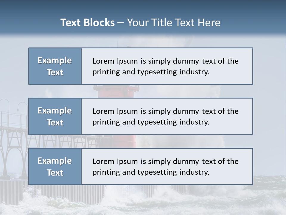 A Red Light House In The Ocean With Waves Crashing Over It PowerPoint Template