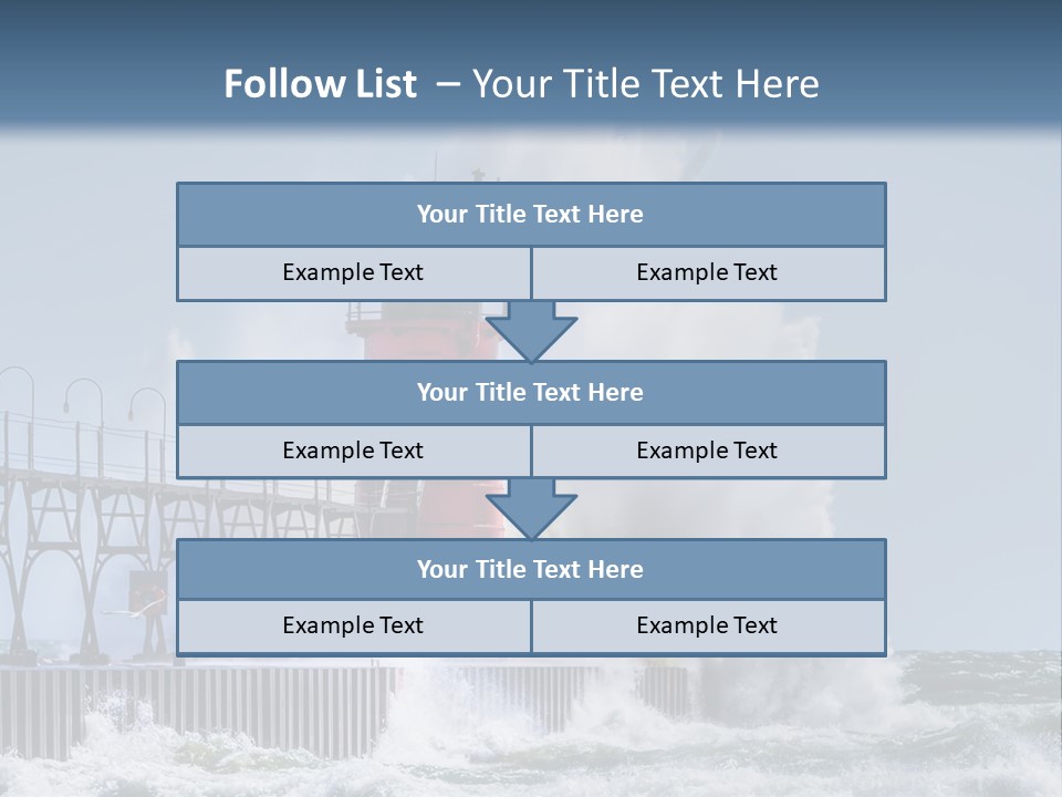 A Red Light House In The Ocean With Waves Crashing Over It PowerPoint Template