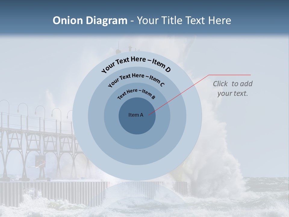 A Red Light House In The Ocean With Waves Crashing Over It PowerPoint Template