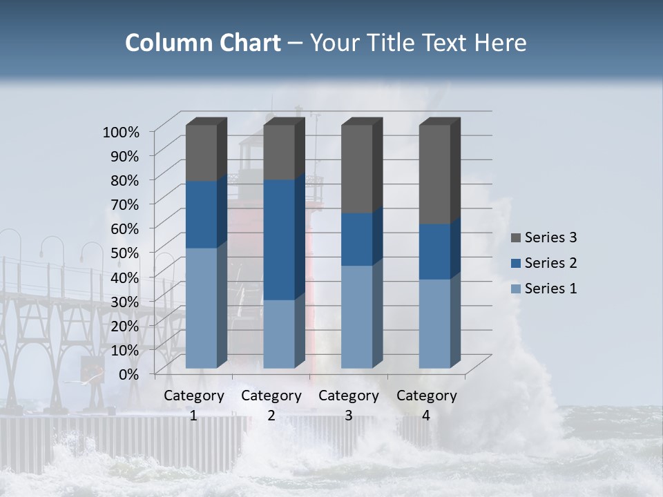 A Red Light House In The Ocean With Waves Crashing Over It PowerPoint Template
