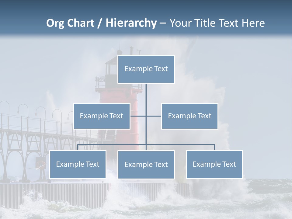 A Red Light House In The Ocean With Waves Crashing Over It PowerPoint Template