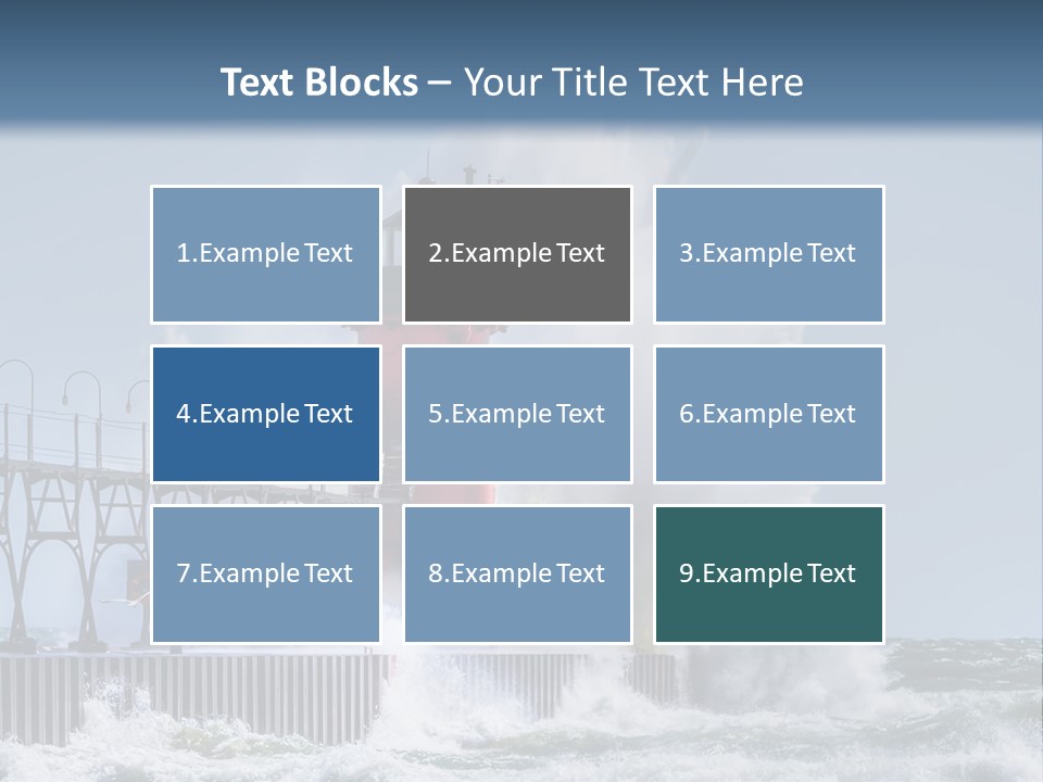 A Red Light House In The Ocean With Waves Crashing Over It PowerPoint Template