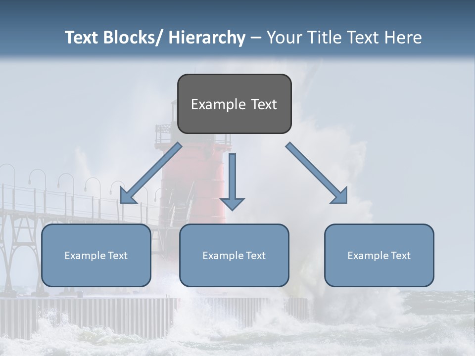 A Red Light House In The Ocean With Waves Crashing Over It PowerPoint Template