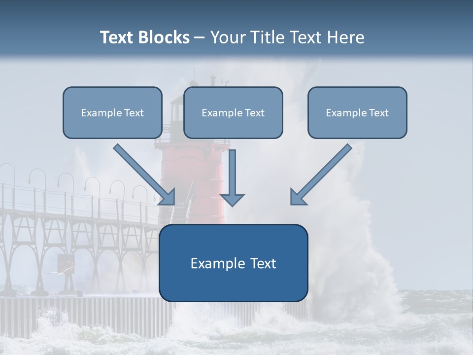 A Red Light House In The Ocean With Waves Crashing Over It PowerPoint Template