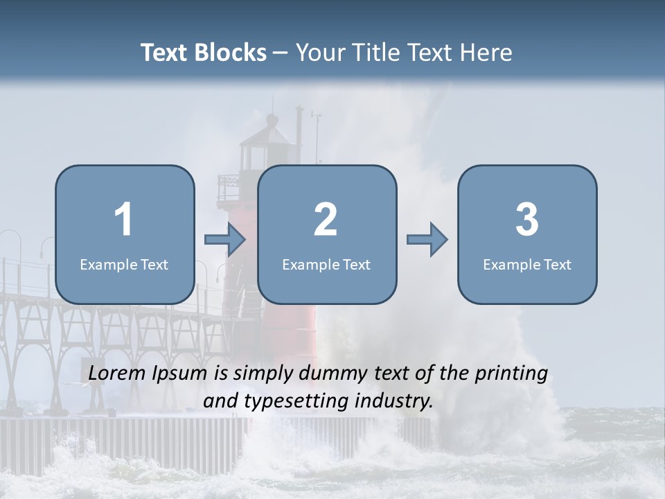 A Red Light House In The Ocean With Waves Crashing Over It PowerPoint Template