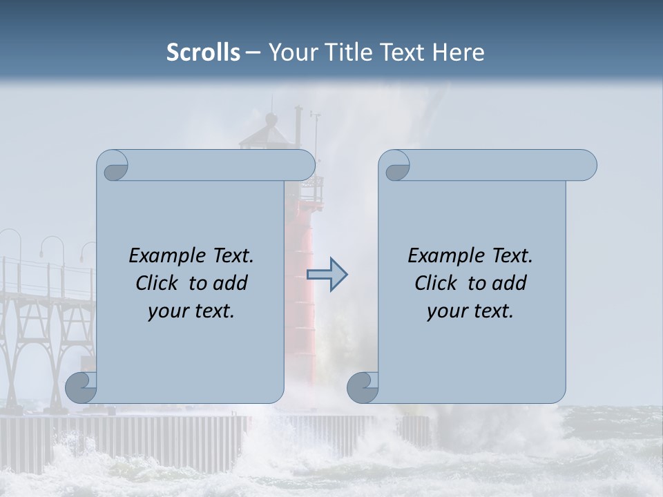 A Red Light House In The Ocean With Waves Crashing Over It PowerPoint Template