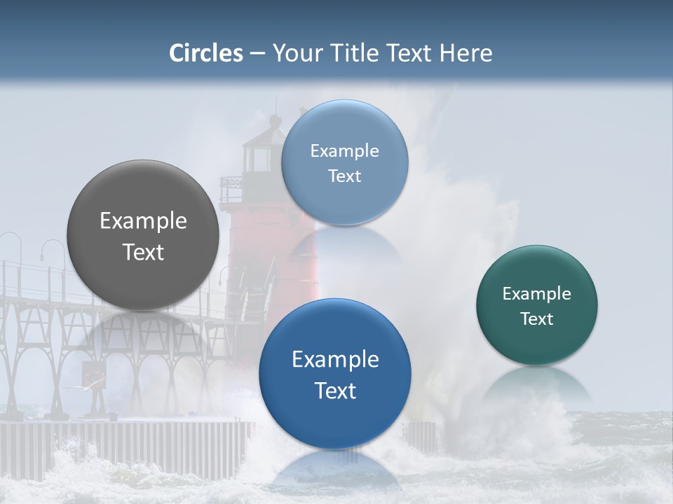 A Red Light House In The Ocean With Waves Crashing Over It PowerPoint Template