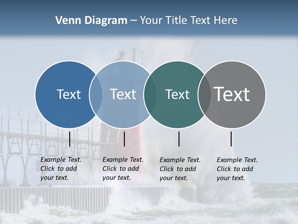 A Red Light House In The Ocean With Waves Crashing Over It PowerPoint Template