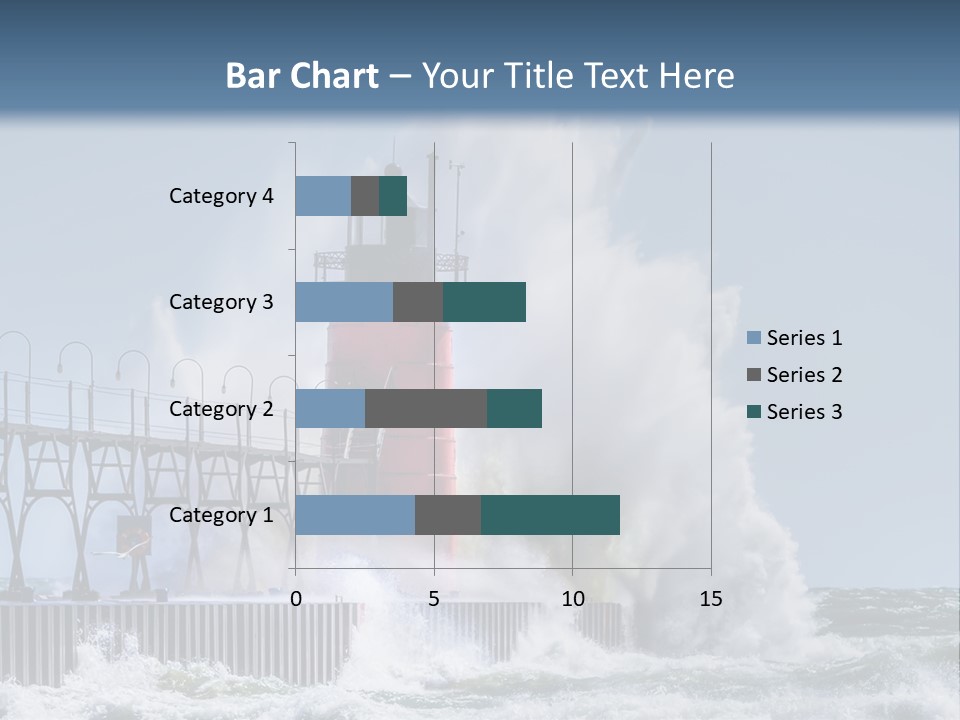 A Red Light House In The Ocean With Waves Crashing Over It PowerPoint Template