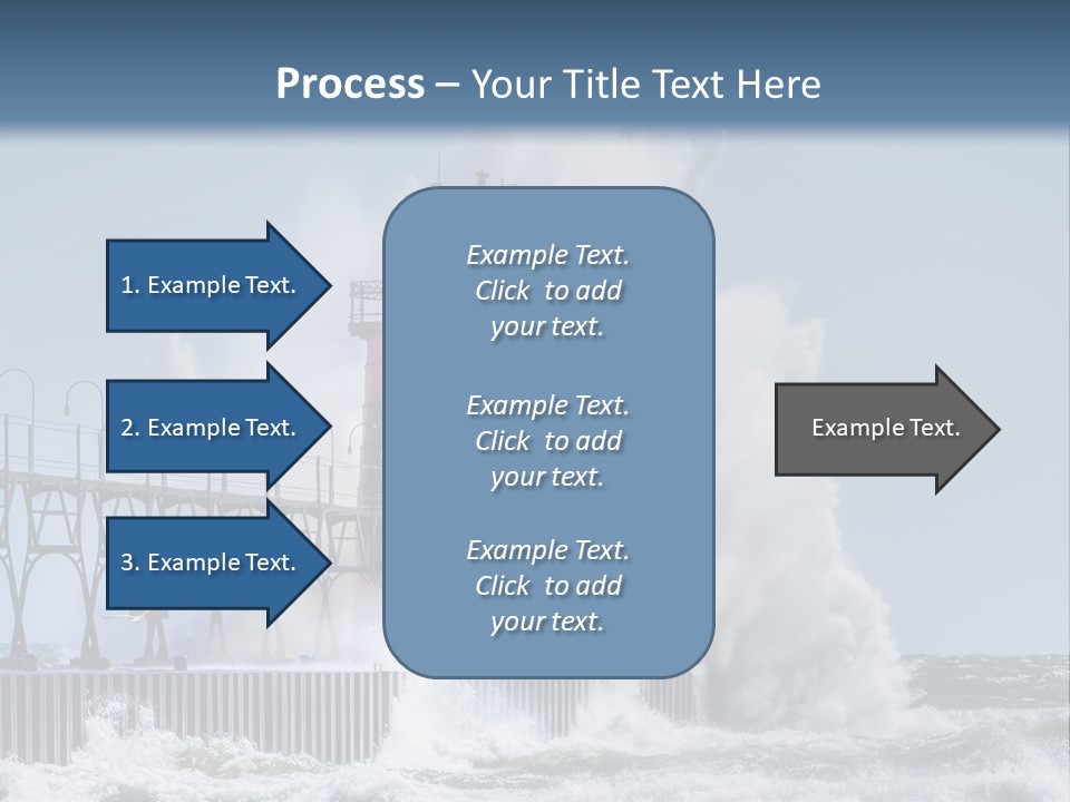 A Red Light House In The Ocean With Waves Crashing Over It PowerPoint Template