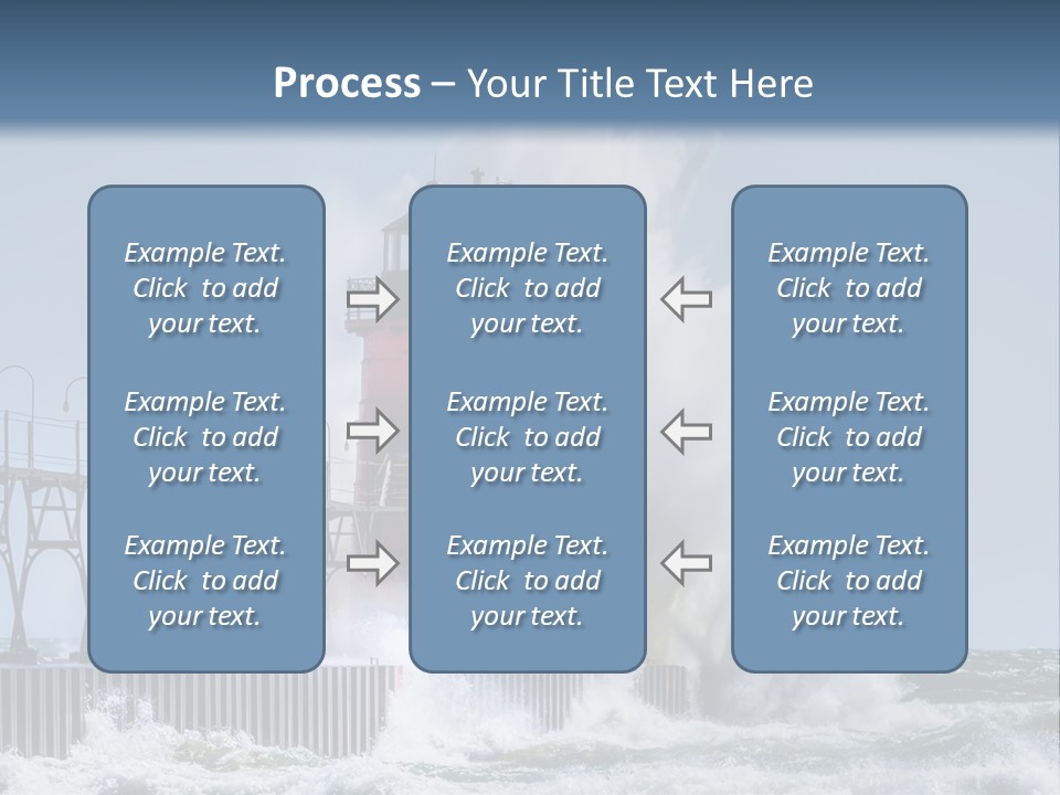 A Red Light House In The Ocean With Waves Crashing Over It PowerPoint Template