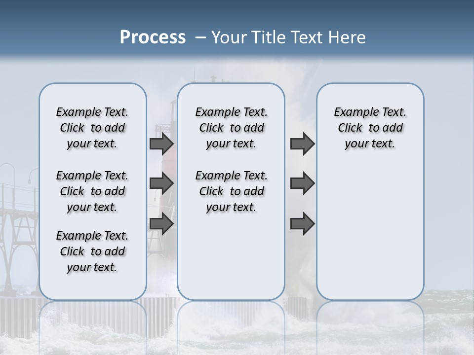A Red Light House In The Ocean With Waves Crashing Over It PowerPoint Template