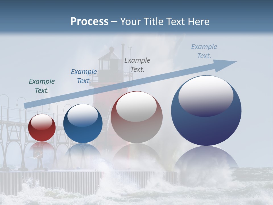 A Red Light House In The Ocean With Waves Crashing Over It PowerPoint Template