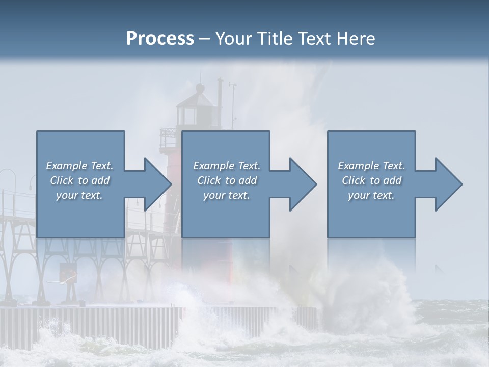 A Red Light House In The Ocean With Waves Crashing Over It PowerPoint Template