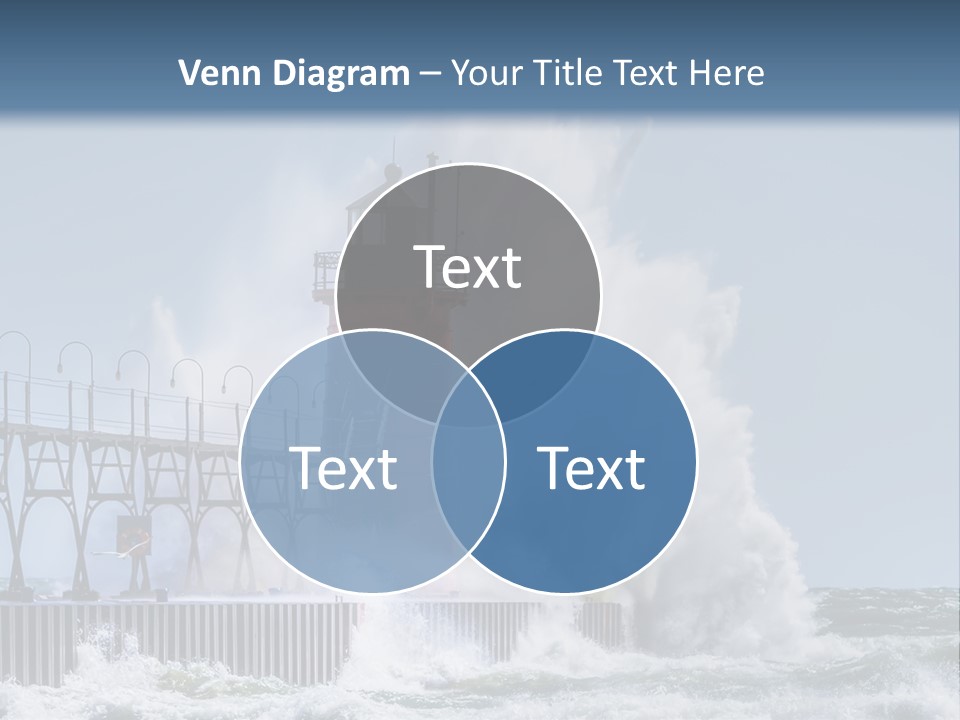 A Red Light House In The Ocean With Waves Crashing Over It PowerPoint Template