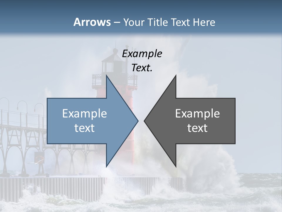 A Red Light House In The Ocean With Waves Crashing Over It PowerPoint Template