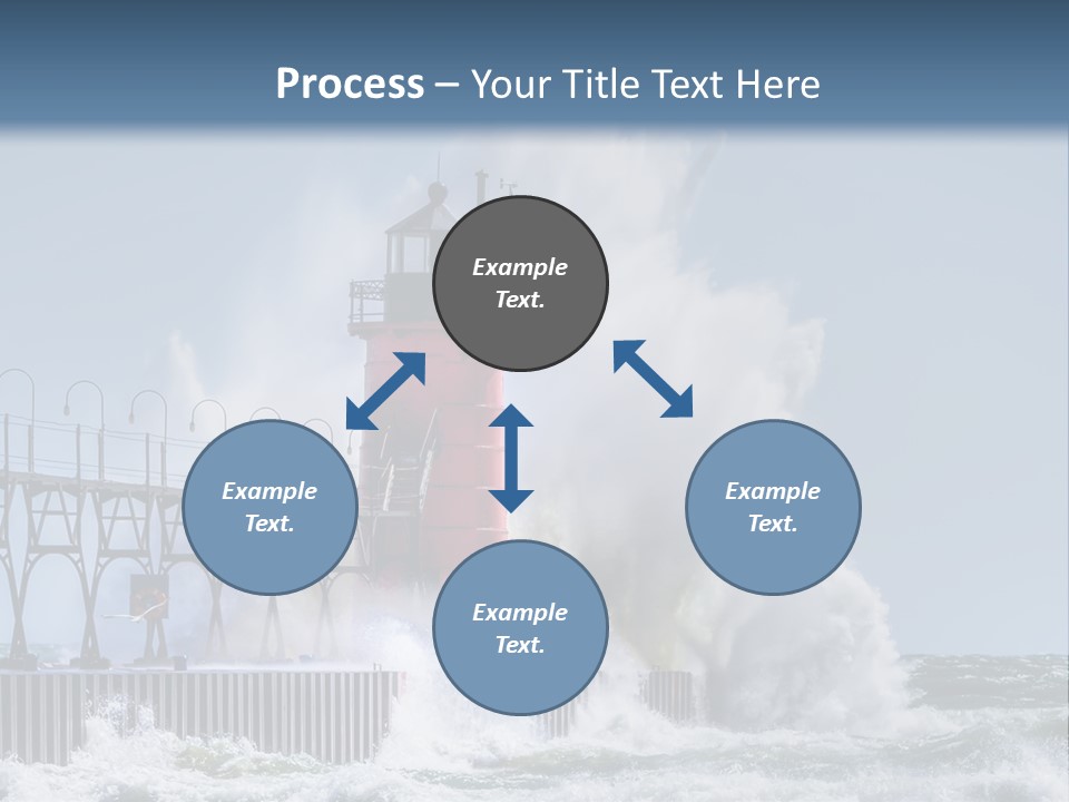 A Red Light House In The Ocean With Waves Crashing Over It PowerPoint Template