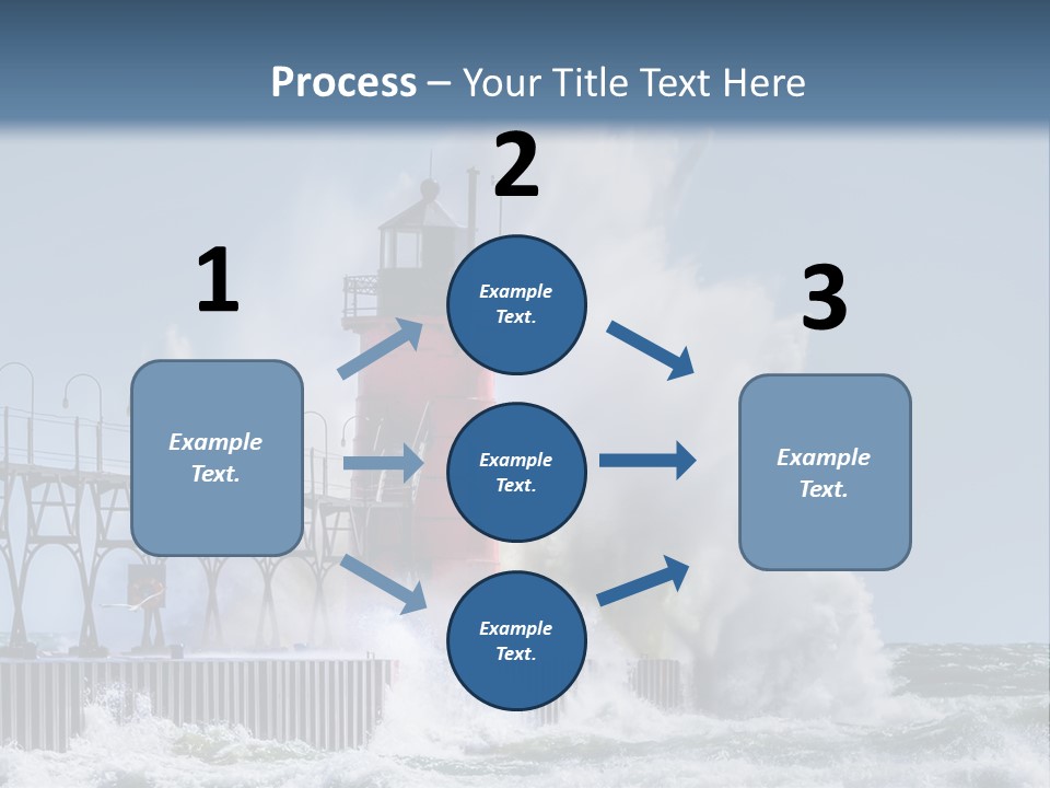 A Red Light House In The Ocean With Waves Crashing Over It PowerPoint Template