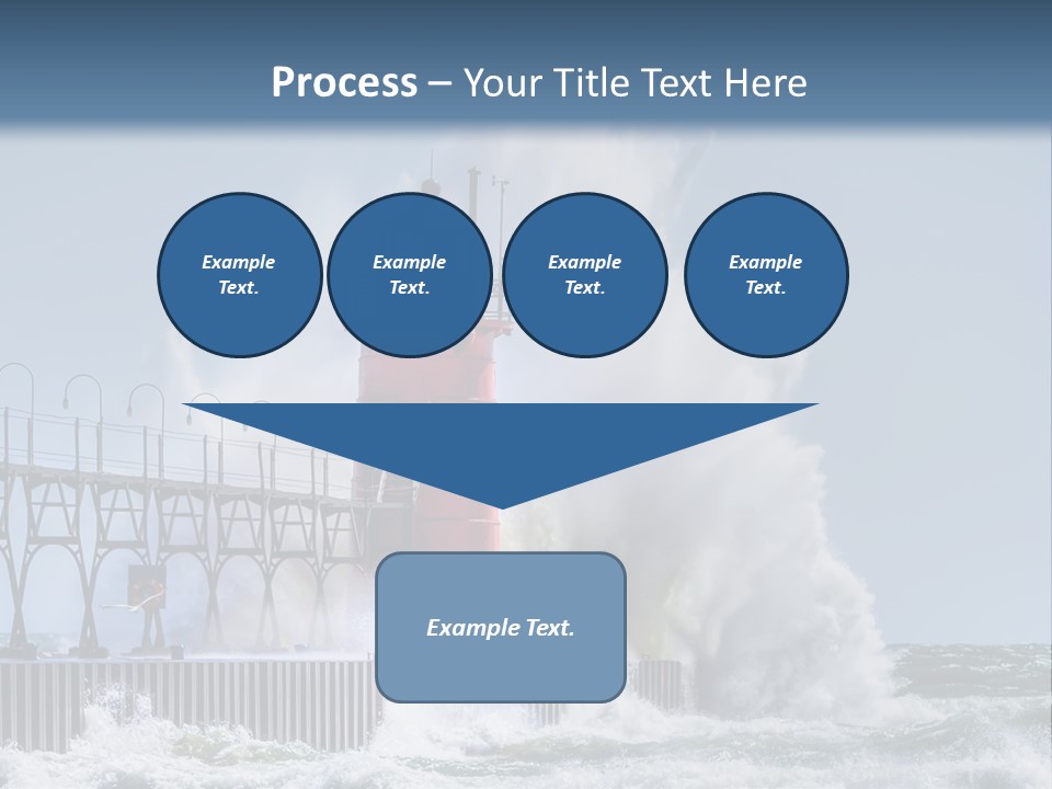 A Red Light House In The Ocean With Waves Crashing Over It PowerPoint Template