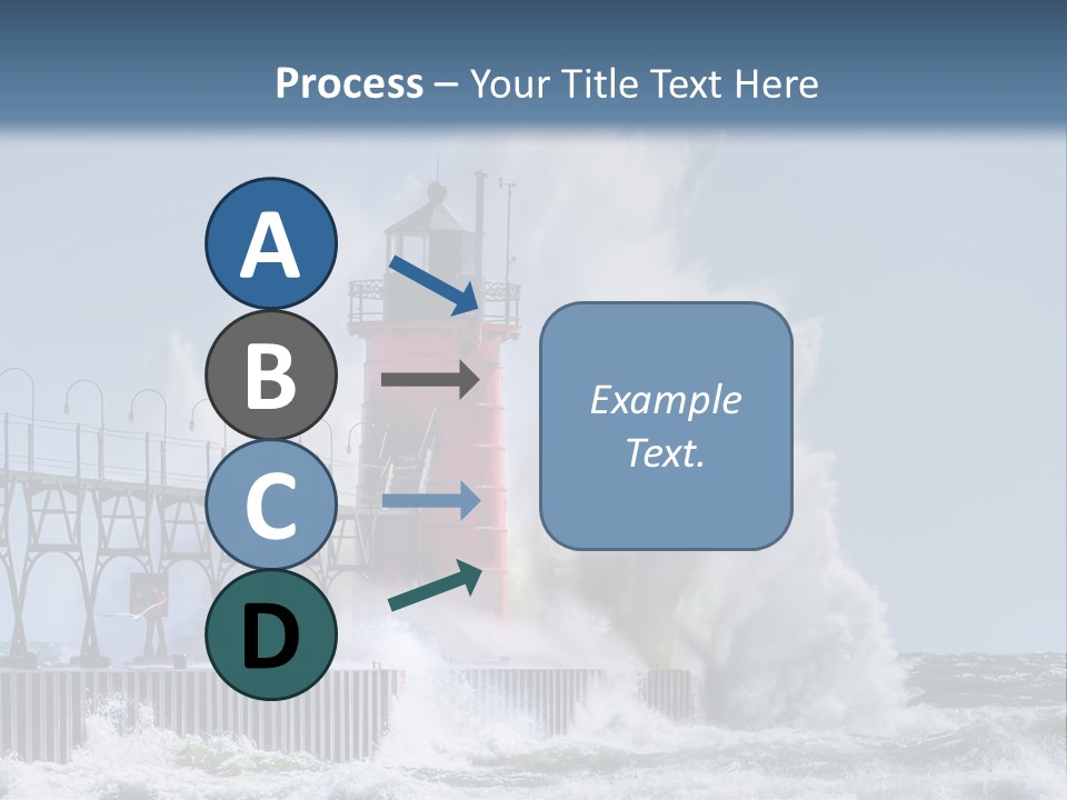 A Red Light House In The Ocean With Waves Crashing Over It PowerPoint Template