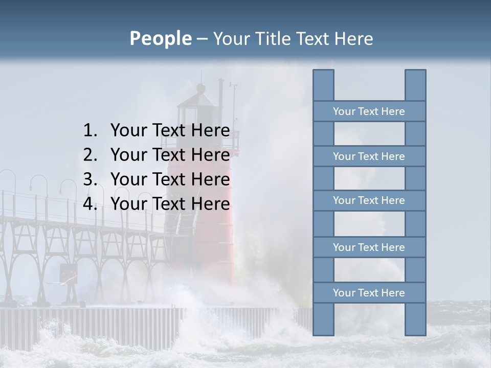 A Red Light House In The Ocean With Waves Crashing Over It PowerPoint Template