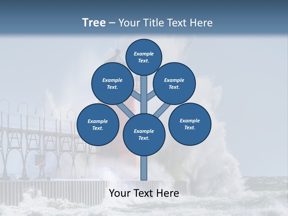 A Red Light House In The Ocean With Waves Crashing Over It PowerPoint Template