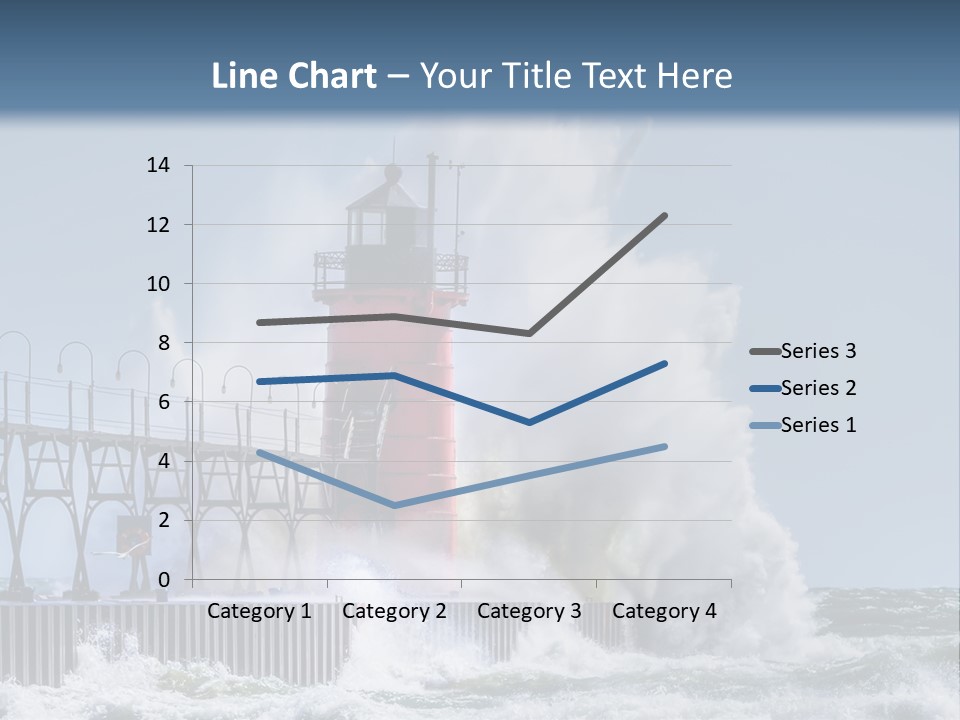 A Red Light House In The Ocean With Waves Crashing Over It PowerPoint Template