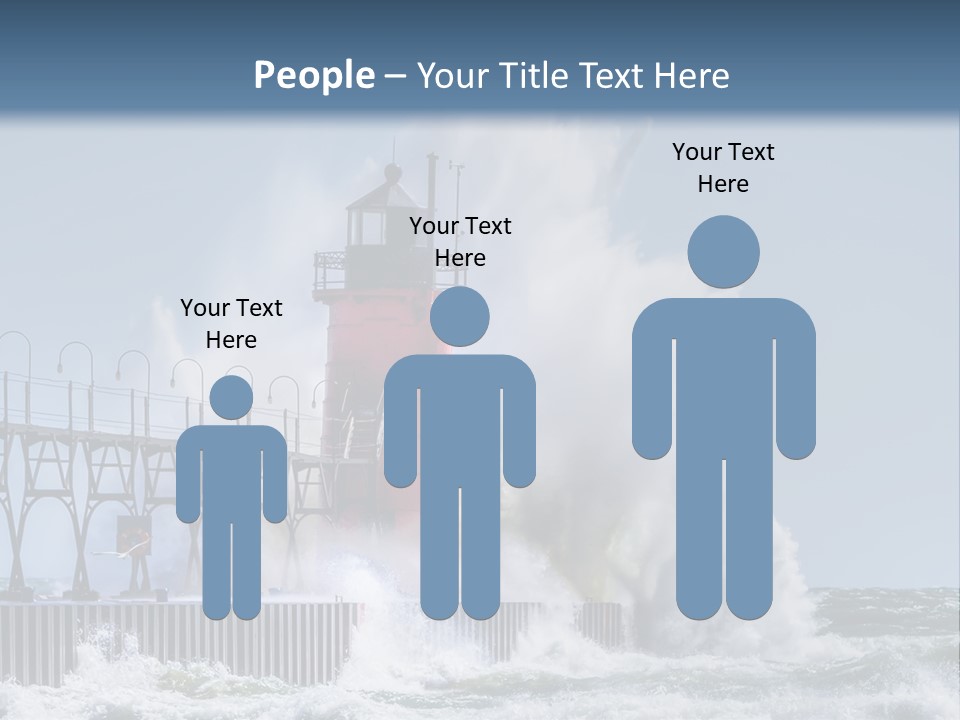 A Red Light House In The Ocean With Waves Crashing Over It PowerPoint Template