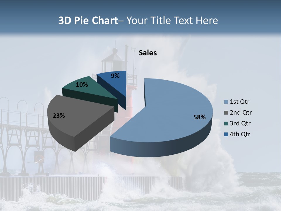 A Red Light House In The Ocean With Waves Crashing Over It PowerPoint Template
