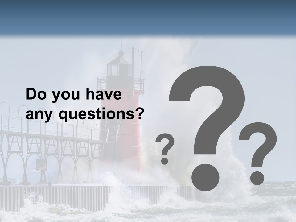 A Red Light House In The Ocean With Waves Crashing Over It PowerPoint Template