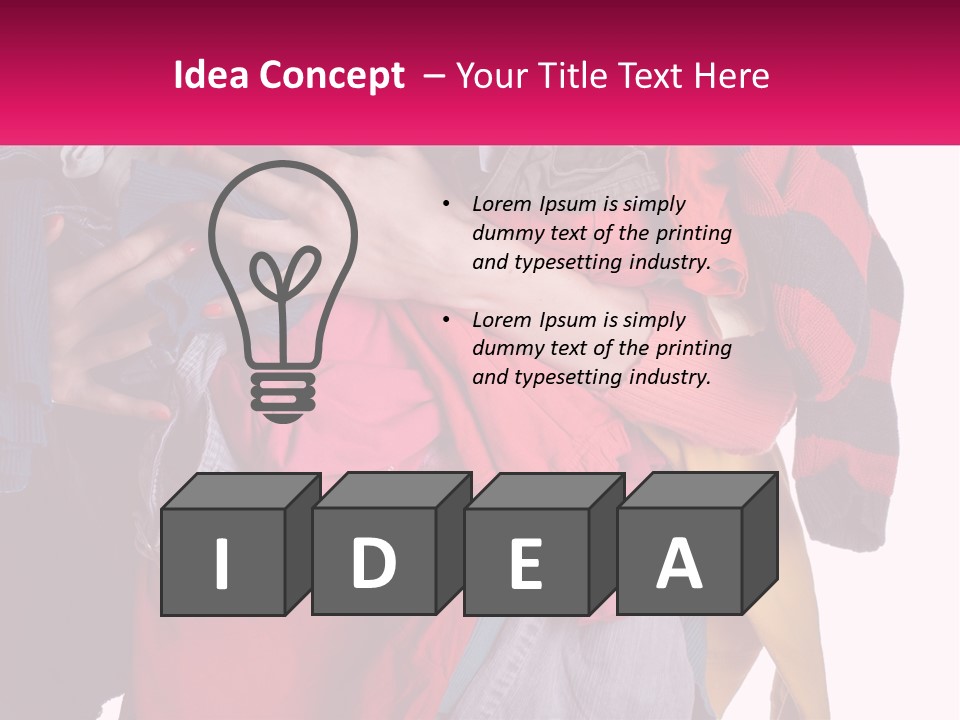 A Woman Is Holding A Pile Of Clothes PowerPoint Template